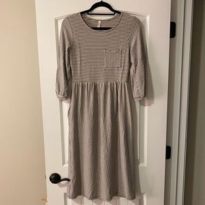 Orange Creek Midi Dress | Black & White Stripe | M